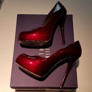 Stuart Weitzman Victoria Red Peep Toe Pump